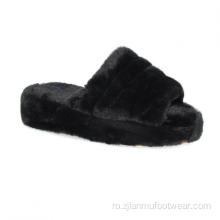 Fluffy Plush Plush Platform Diapoanezi pentru doamne casual papuci